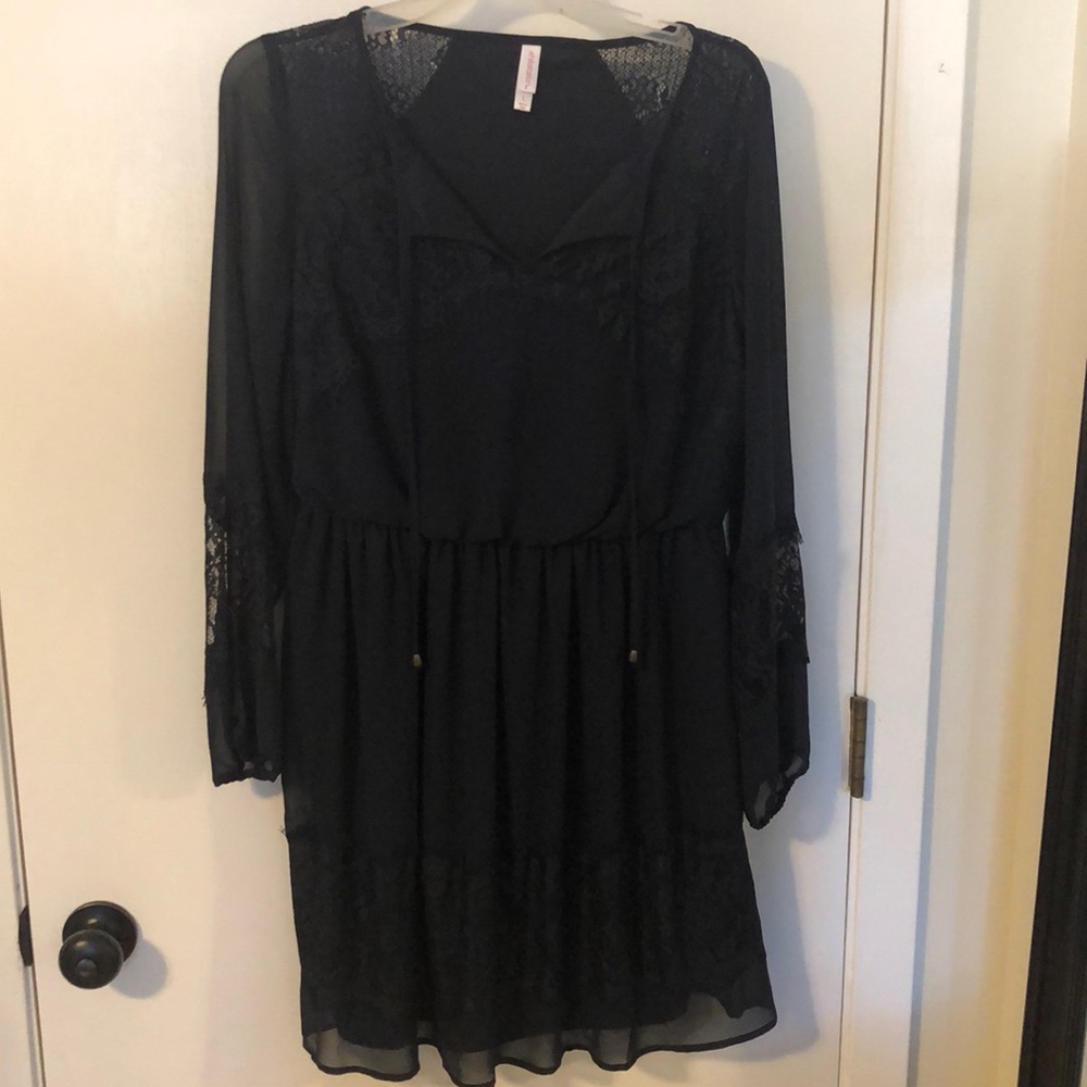 Navy Tunic Dress with Lace Detail
